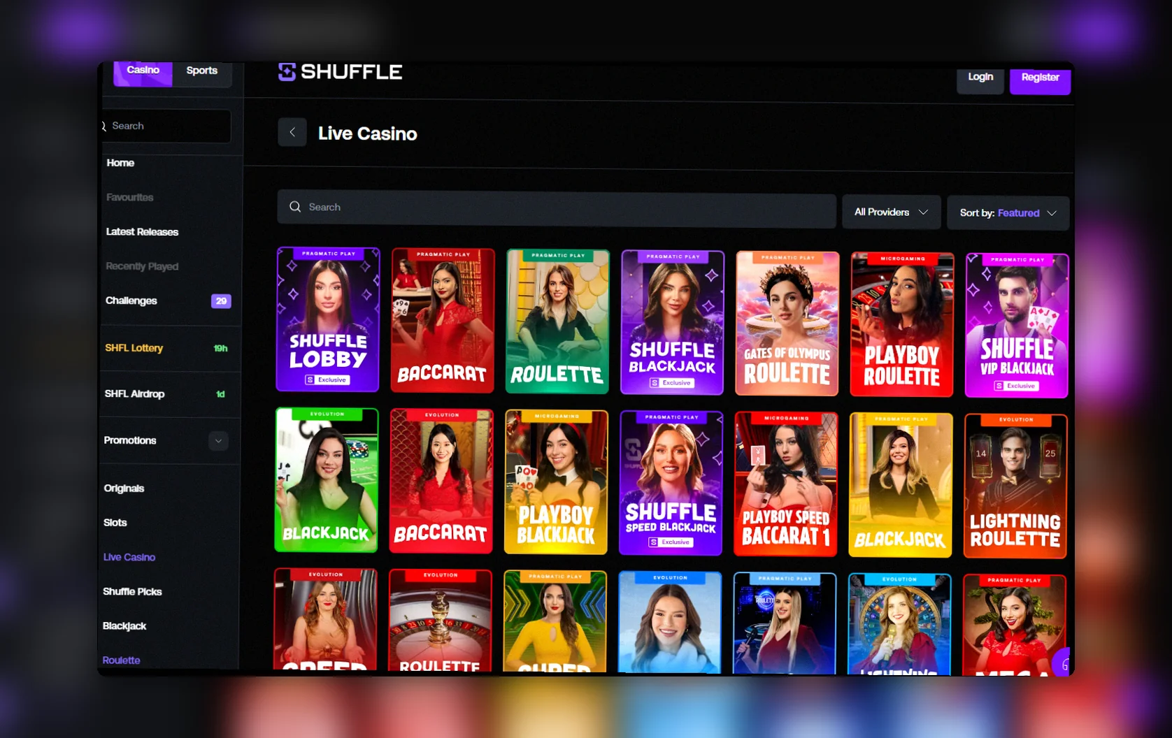 Shuffle Casino live casino Canada